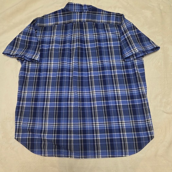 POLO RALPH LAUREN MENS SHORT SLEEVE BLUE PLAID OXFORD SHIRT SIZE 2XB - Picture 4 of 6